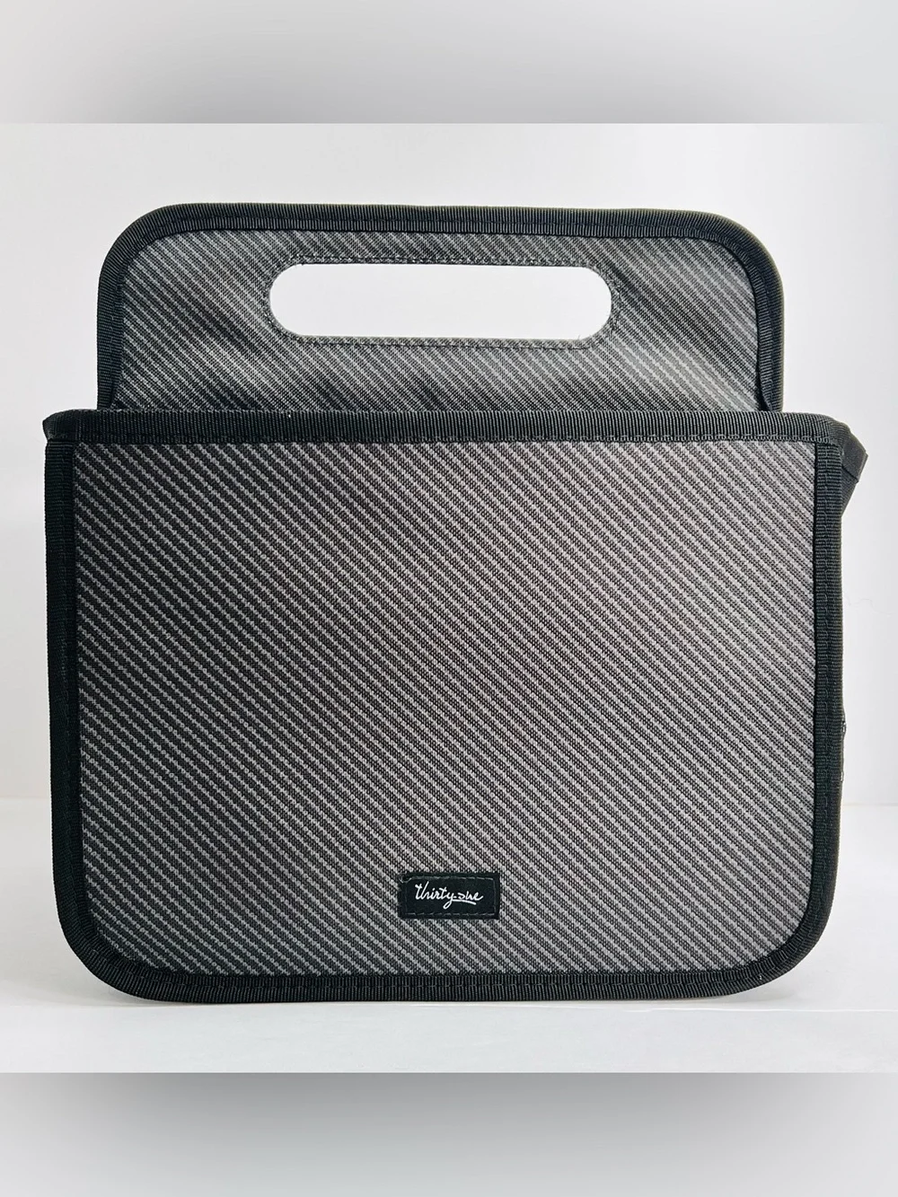 Thirty-One Fold N File Organizer Gray Black Portable Storage Tote Caddy